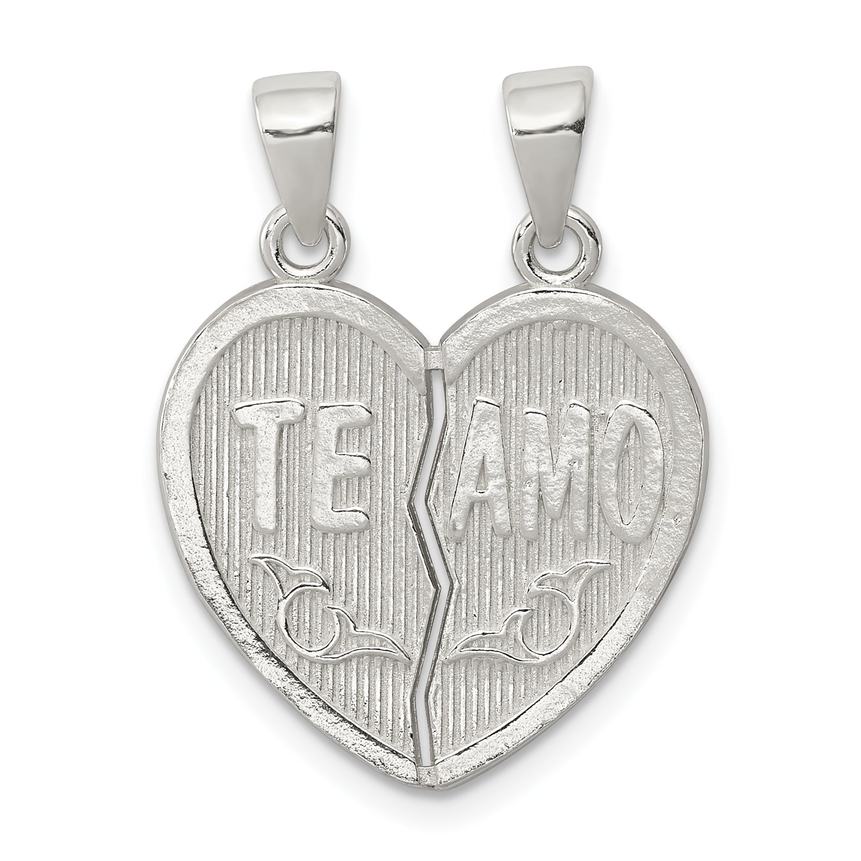 Sterling Silver Polished Te Amo Break Apart Heart Pendant Main image
