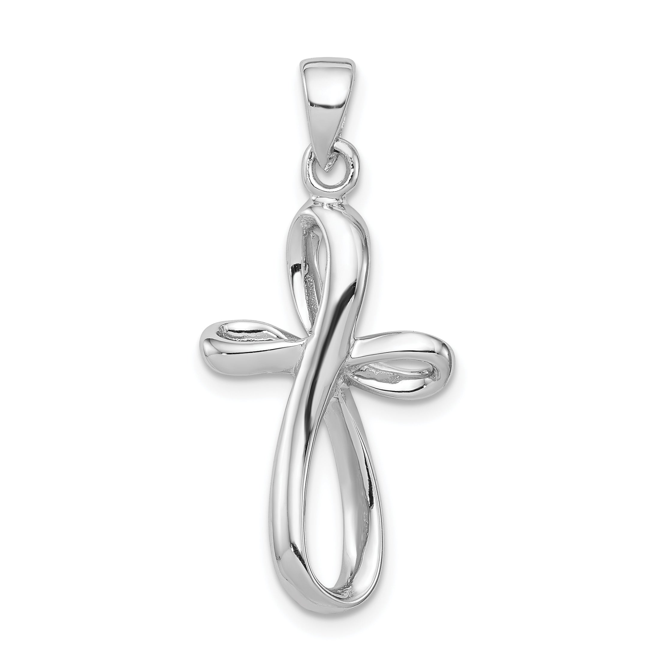 Sterling Silver Rhodium-plated Polished Cross Pendant Main image