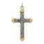 Sterling Silver, Gold-tone, Blk Rhod Criss Cross Design Cross Pendant