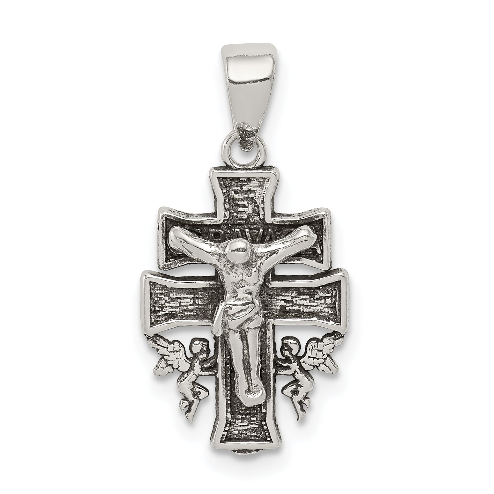Sterling Silver Antiqued Mini INRI Crucifix Pendant Main image