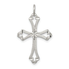 Sterling Silver Textured Diamond-cut Laser-Cut Cross Pendant