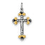 Sterling Silver & Gold-tone Textured Flared Ends Cross