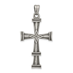 Sterling Silver Antiqued, Polished and Brushed Latin Cross Pendant