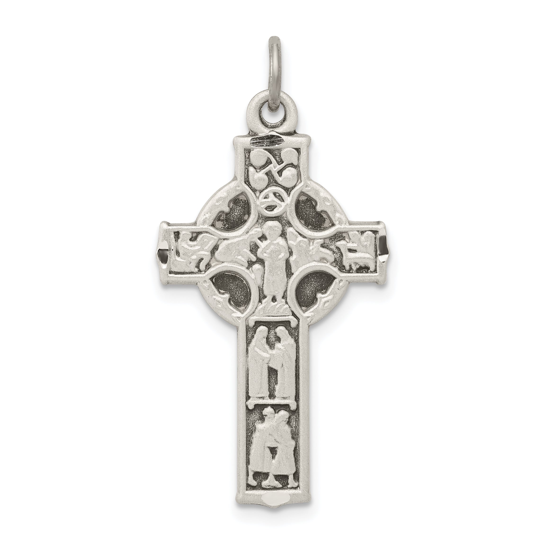 Sterling Silver Antiqued Celtic Cross w/Biblical Figures