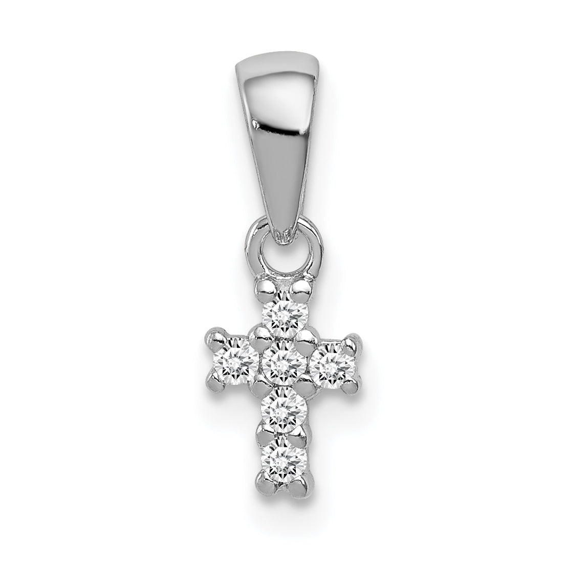 Sterling Silver Rhodium-plated Polished CZ Cross Pendant Main image