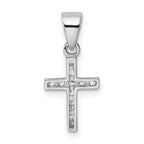 Sterling Silver 925 CZ Cross Pendant with Polished Rhodium Finish