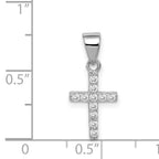 Sterling Silver 925 CZ Cross Pendant with Polished Rhodium Finish