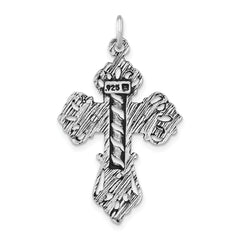 Unisex 925 Sterling Silver Cross Pendant with Antique Textured Design