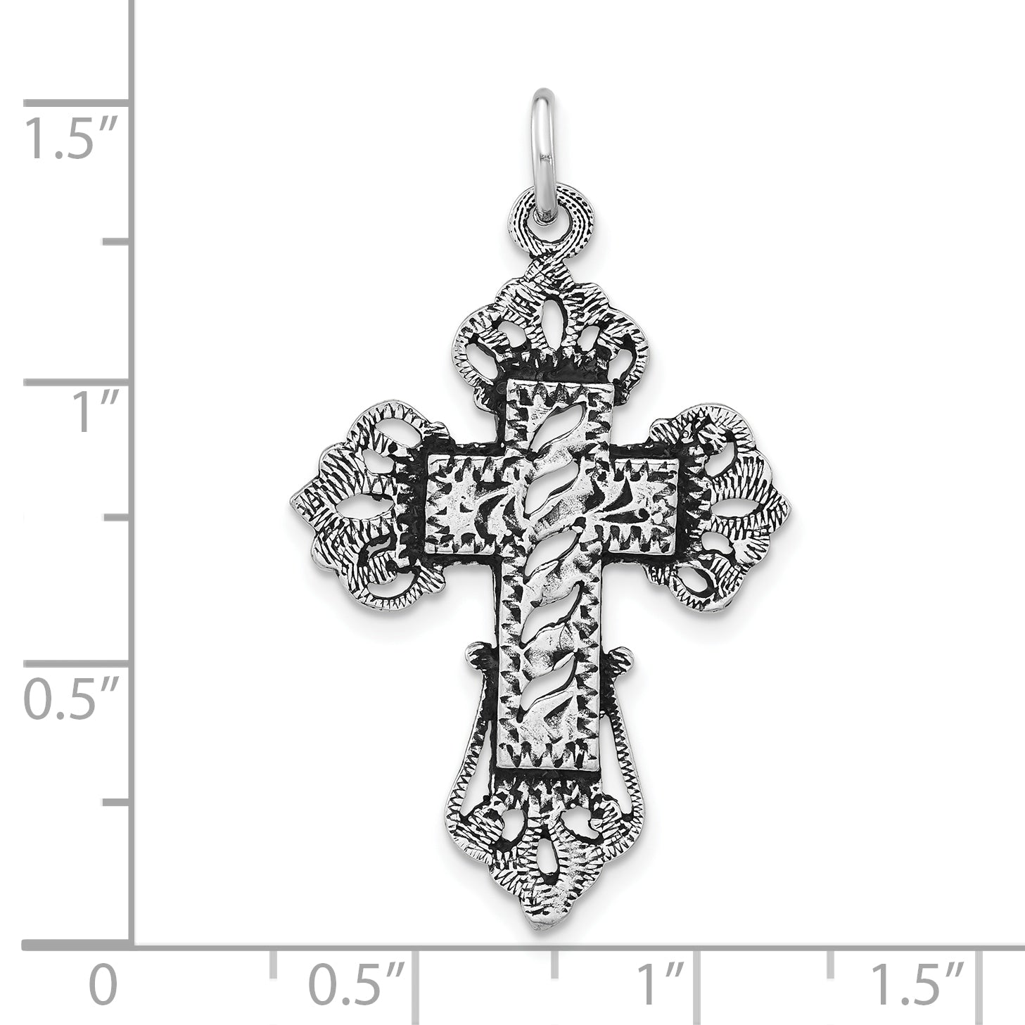 Unisex 925 Sterling Silver Cross Pendant with Antique Textured Design