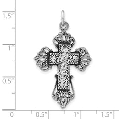 Unisex 925 Sterling Silver Cross Pendant with Antique Textured Design
