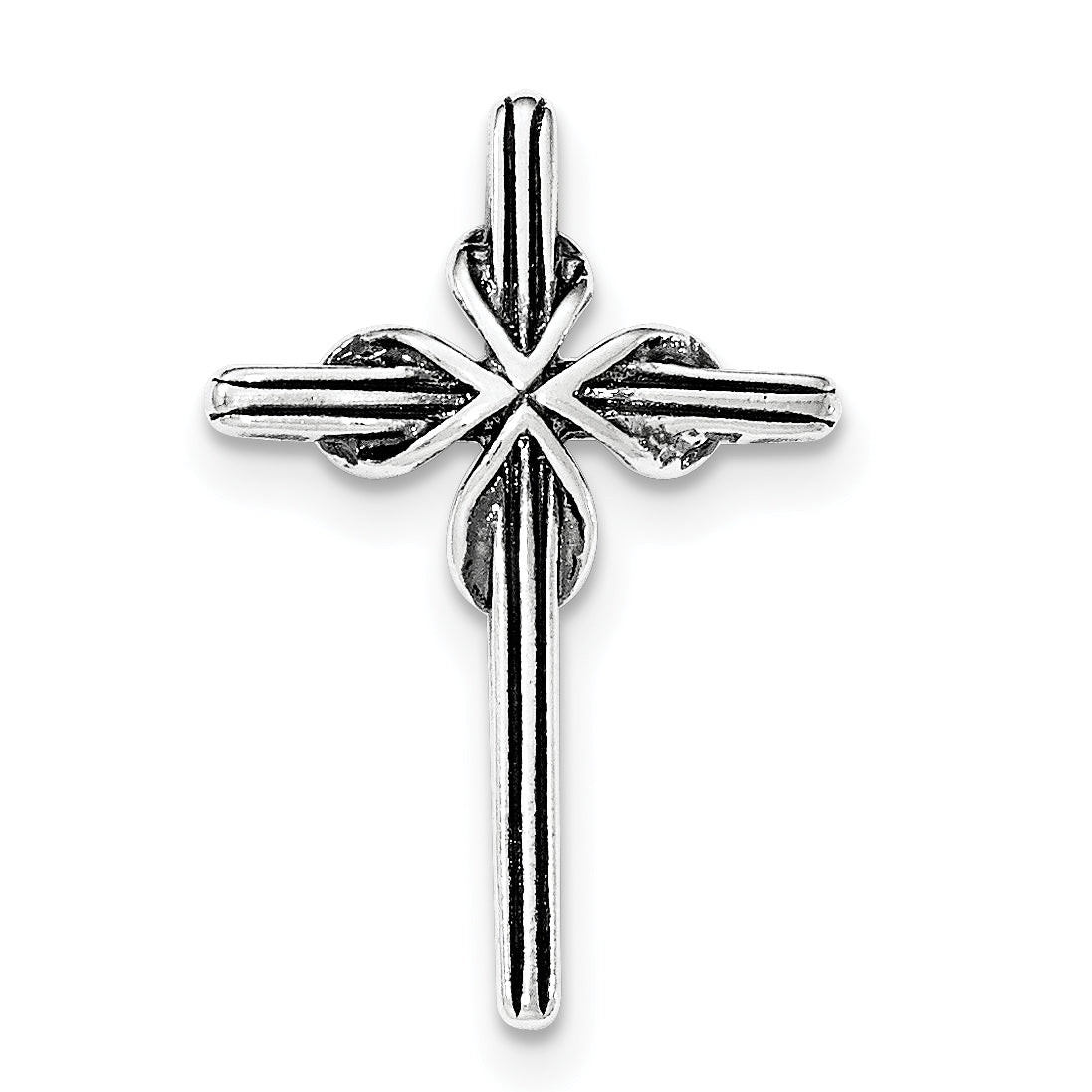 Sterling Silver Polished and Antiqued Cross Chain Slide Pendant