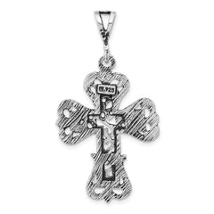 Sterling Silver 925 Antiqued S Design Unisex Cross Pendant