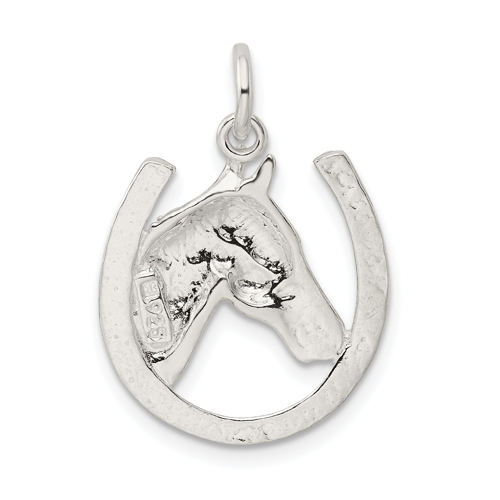 Sterling Silver Horseshoe with Horse Head Pendant