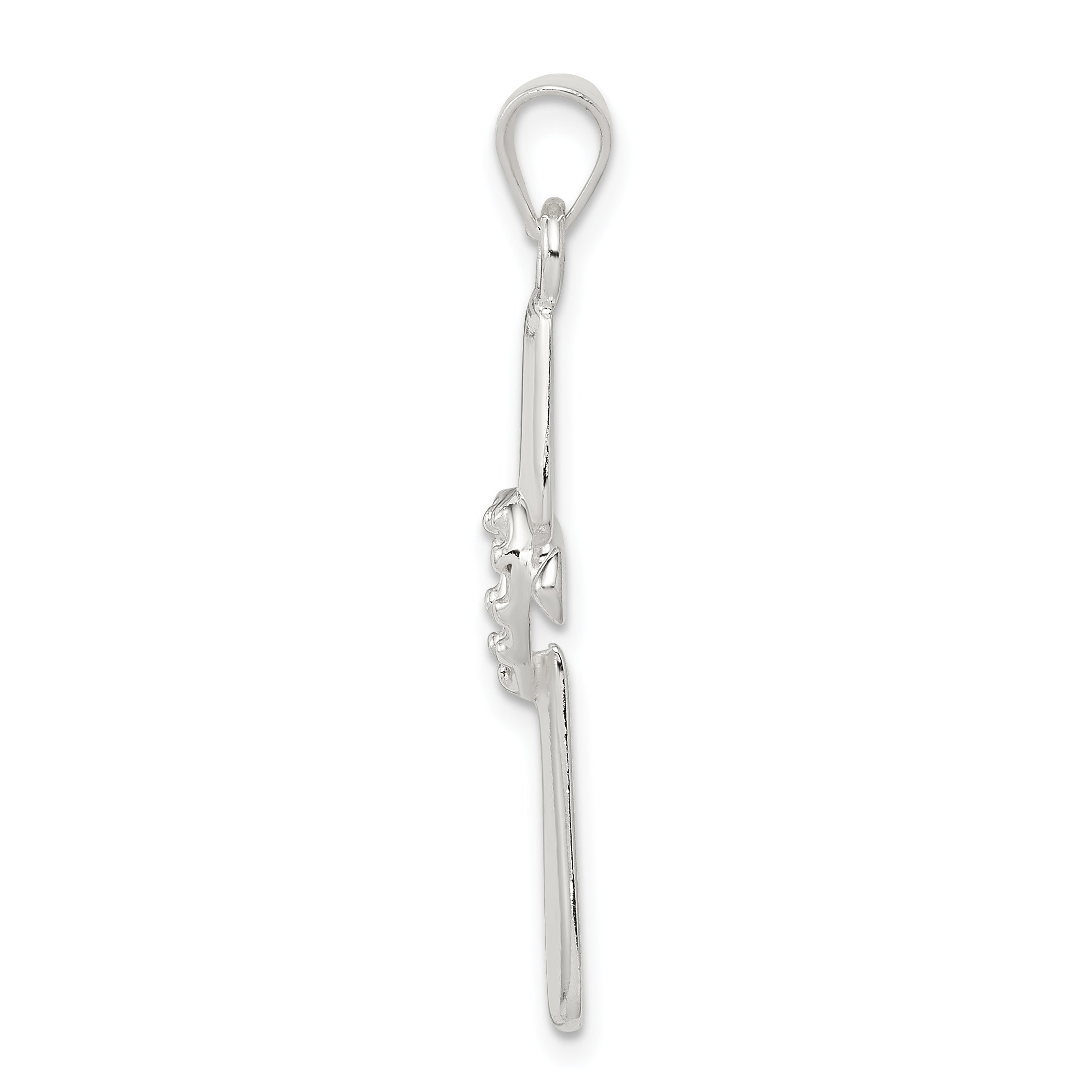 Sterling Silver 925 Cross Pendant with Heart Polished Anti-Tarnish Secondary image