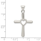 Sterling Silver 925 Cross Pendant with Heart Polished Anti-Tarnish
