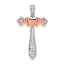 Sterling Silver Polished Rhodium & Rose Gold-plated Mom CZ Cross Pendant