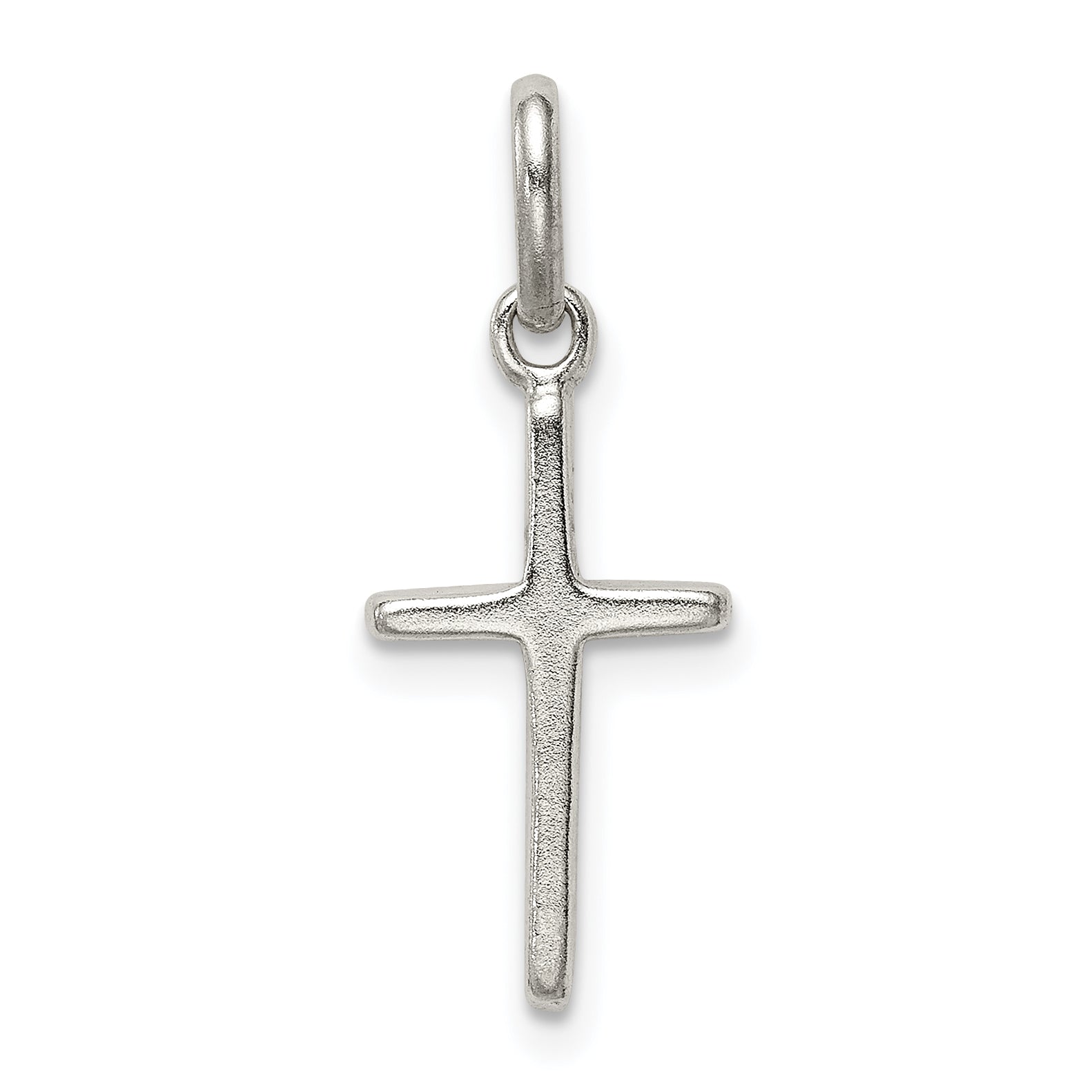 Sterling Silver 925 Polished Cross Charm Elegant Flat Back Design