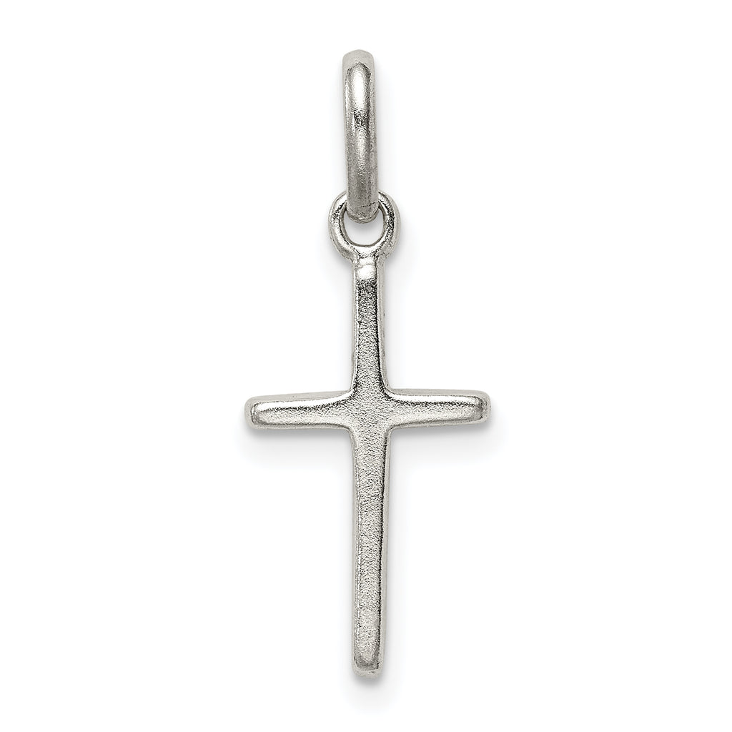Sterling Silver 925 Polished Cross Charm Elegant Flat Back Design