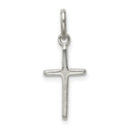 Sterling Silver 925 Polished Cross Charm Elegant Flat Back Design