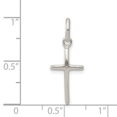 Sterling Silver 925 Polished Cross Charm Elegant Flat Back Design