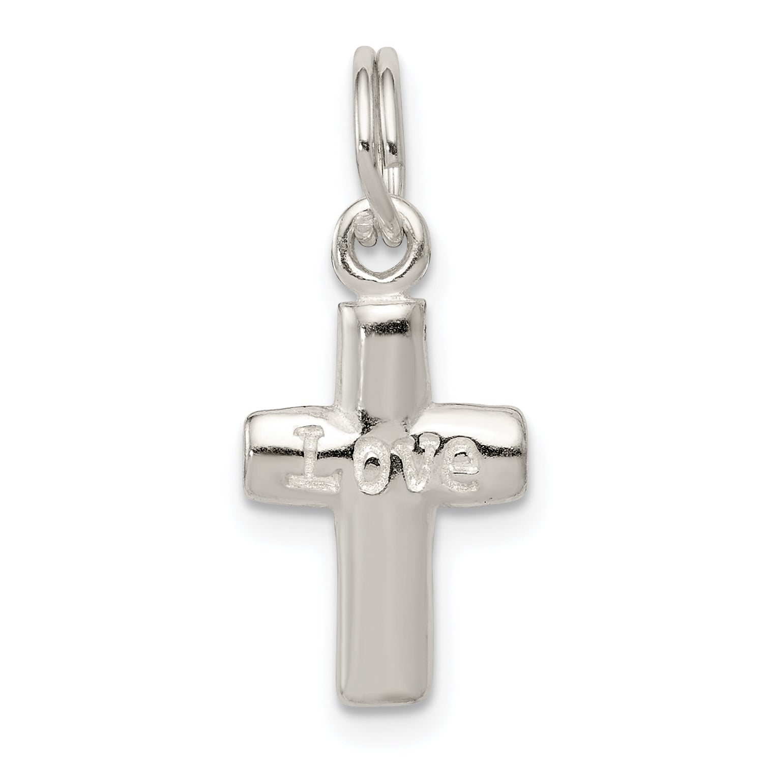 Sterling Silver Polished LOVE Cross Charm Main image