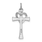 Sterling Silver 925 Two-Tone Cross Heart Pendant by Sophia Jewelers