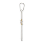 Sterling Silver 925 Polished Latin Cross Pendant with Gold-tone Accents