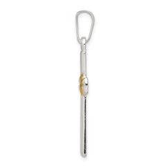 Sterling Silver 925 Polished Latin Cross Pendant with Gold-tone Accents