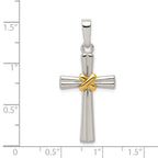 Sterling Silver 925 Polished Latin Cross Pendant with Gold-tone Accents