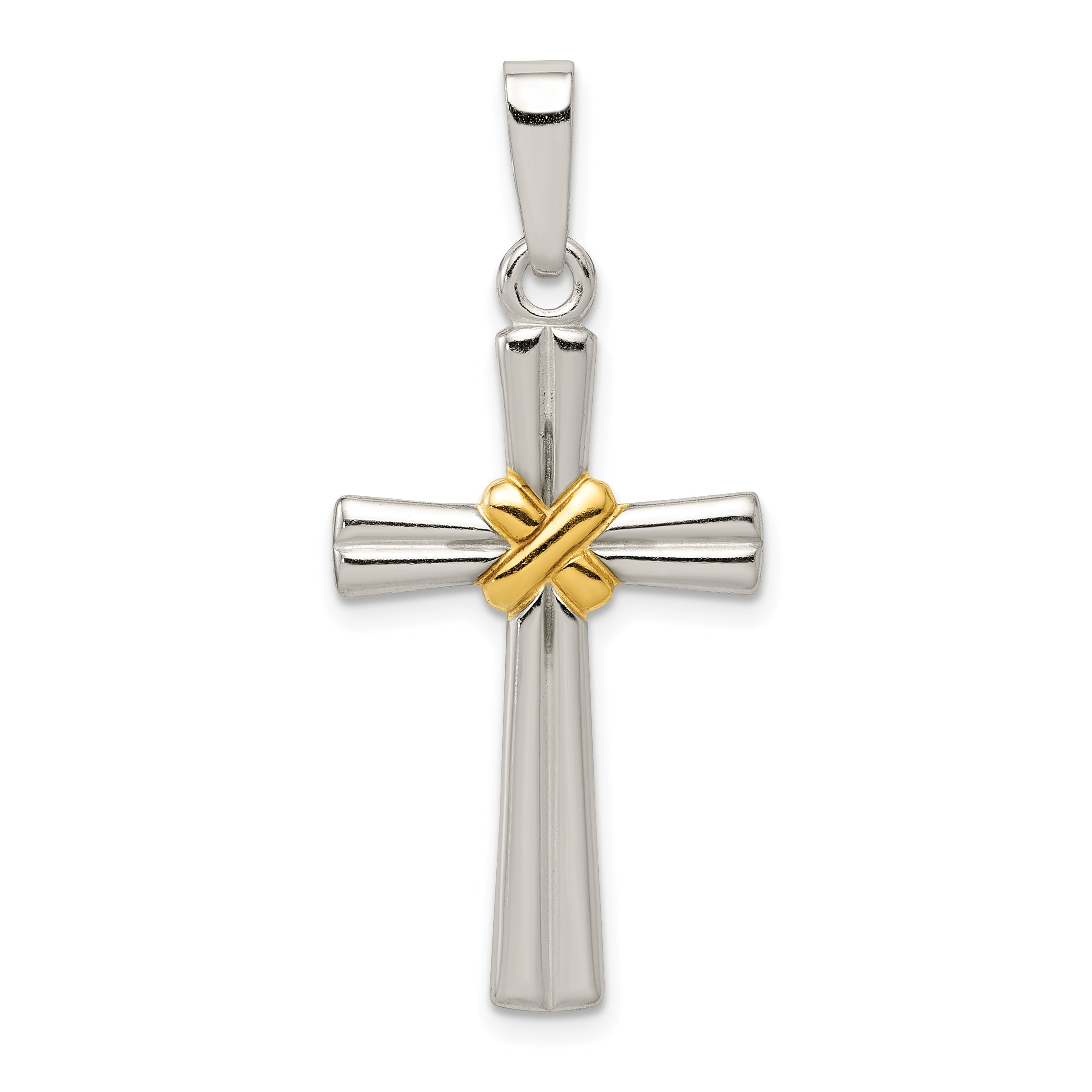 Sterling Silver & Gold-tone Polished Latin Cross Pendant Main image