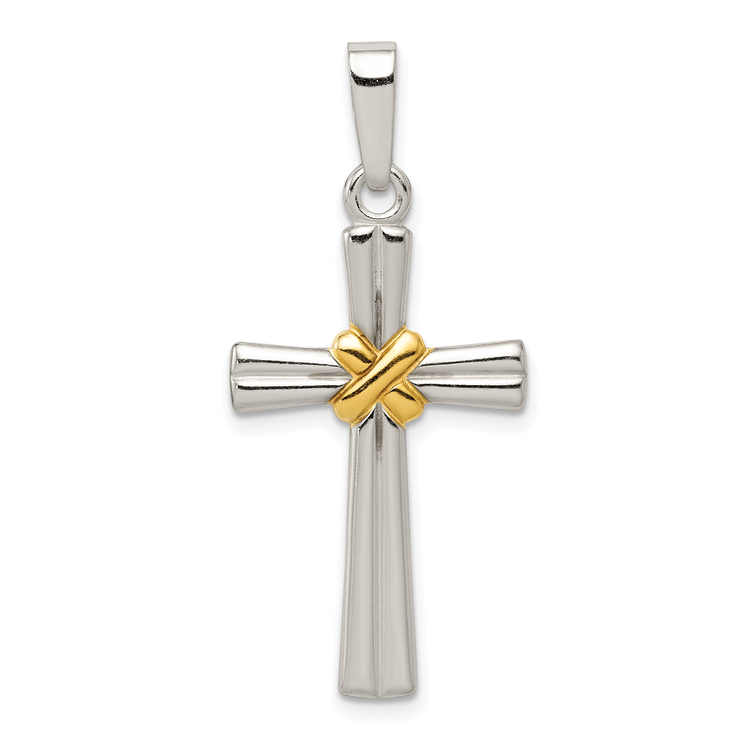 Sterling Silver & Gold-tone Polished Latin Cross Pendant