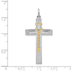 Sterling Silver 925 Rosary Cross Pendant with Gold Accents