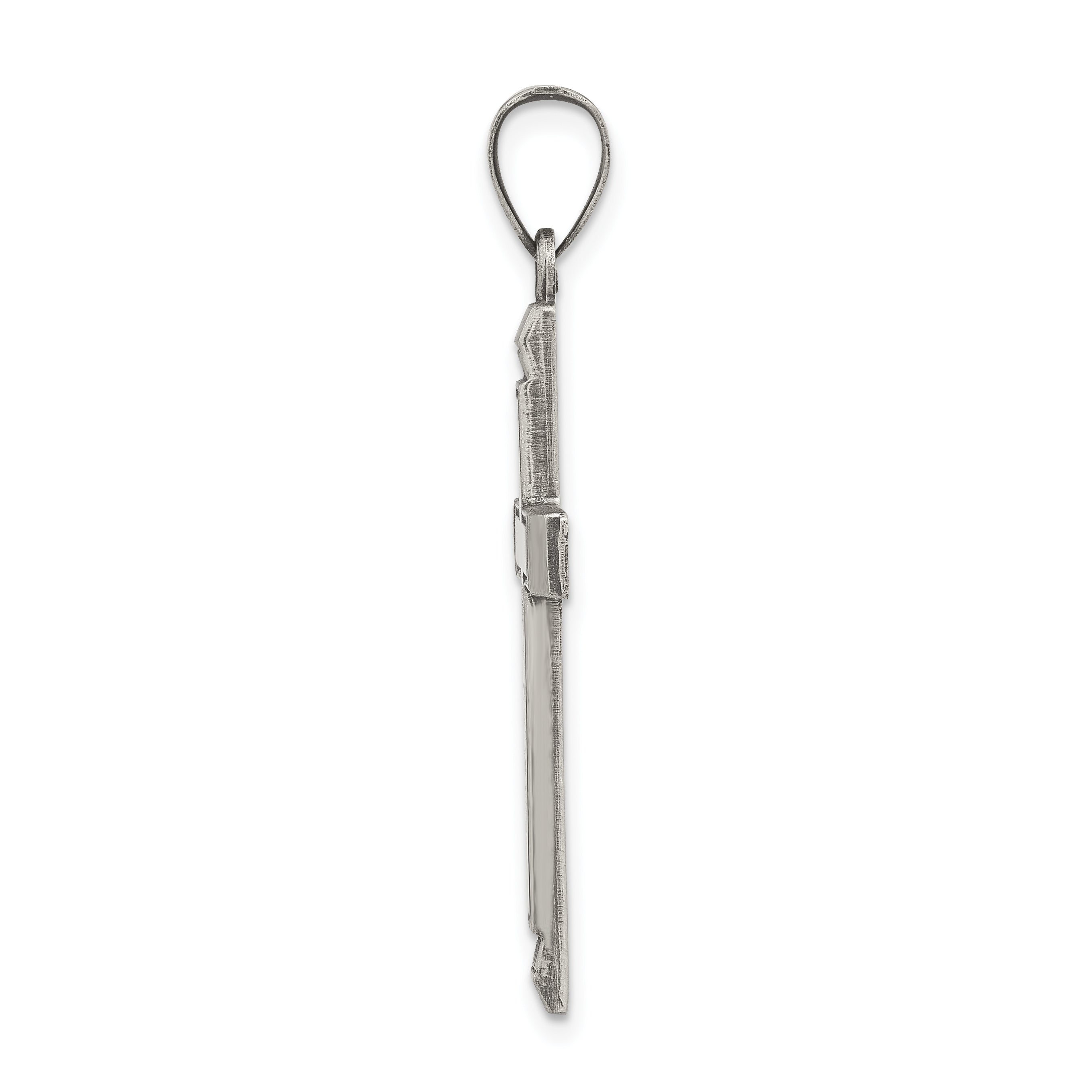 Sterling Silver 925 Latin Cross Pendant with Polished Antiqued Finish