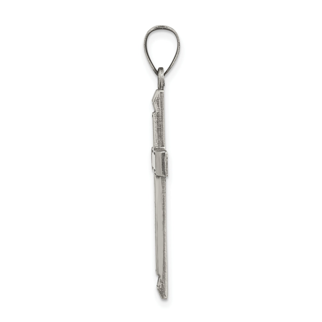 Sterling Silver 925 Latin Cross Pendant with Polished Antiqued Finish