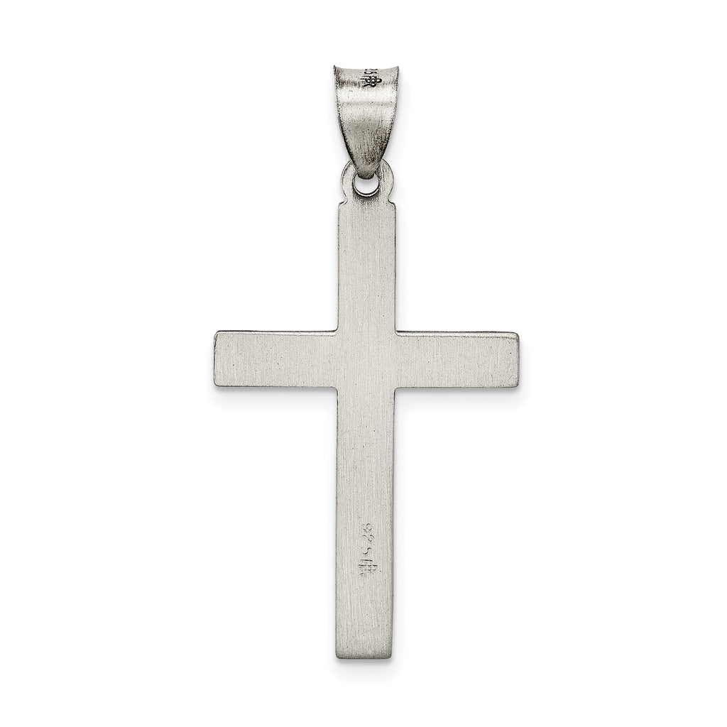 Sterling Silver 925 Latin Cross Pendant with Polished Antiqued Finish