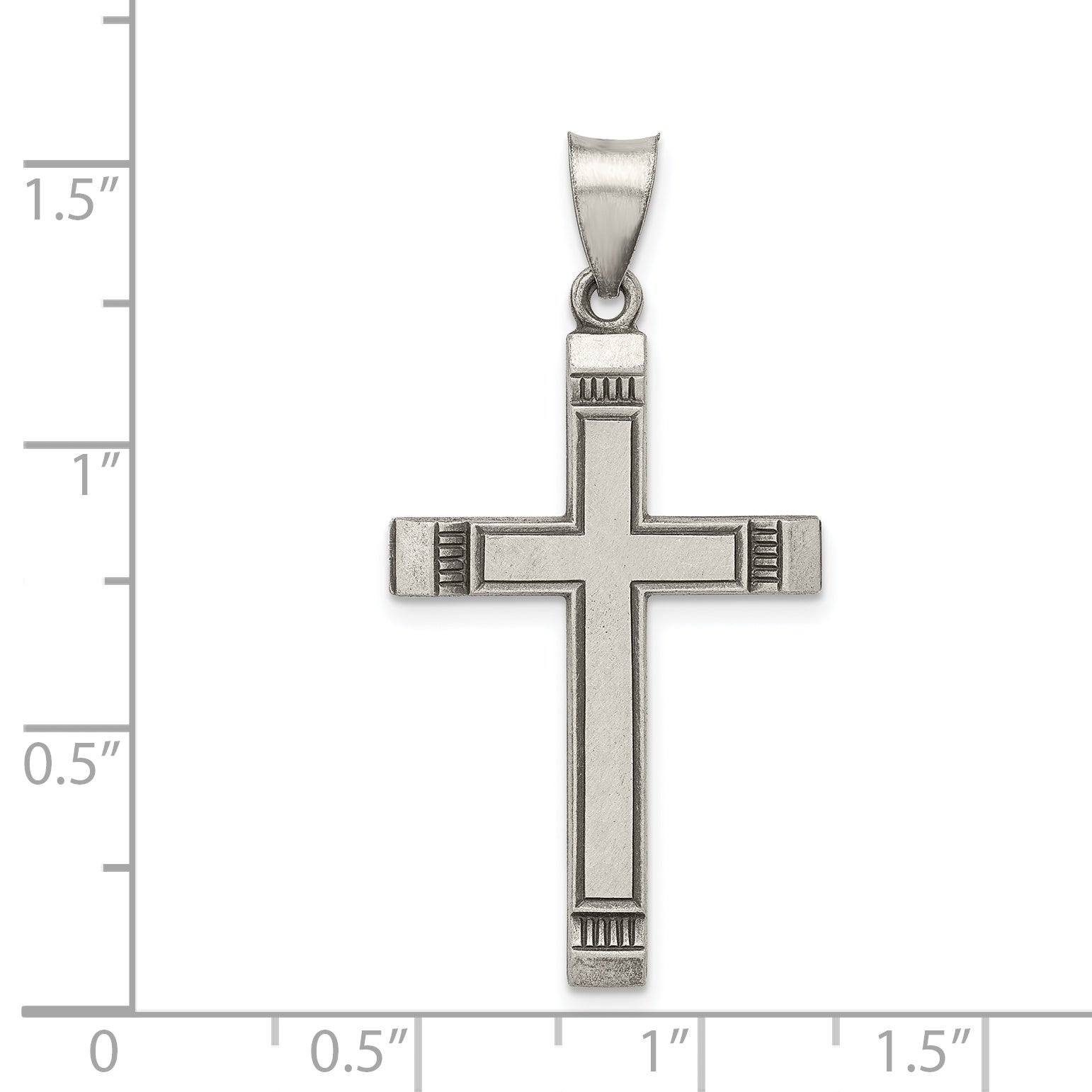 Sterling Silver 925 Latin Cross Pendant with Polished Antiqued Finish