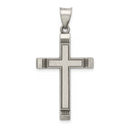 Sterling Silver Antiqued, Polished and Brushed Latin Cross Pendant