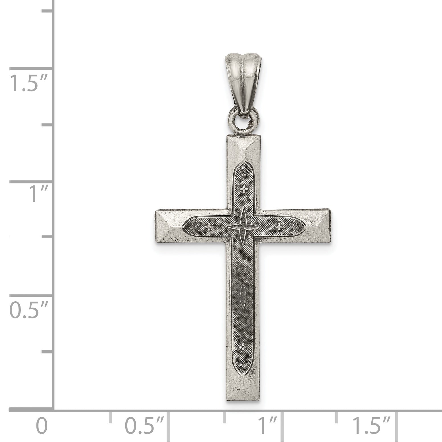 Sterling Silver 925 Latin Cross Pendant with Polished Finish