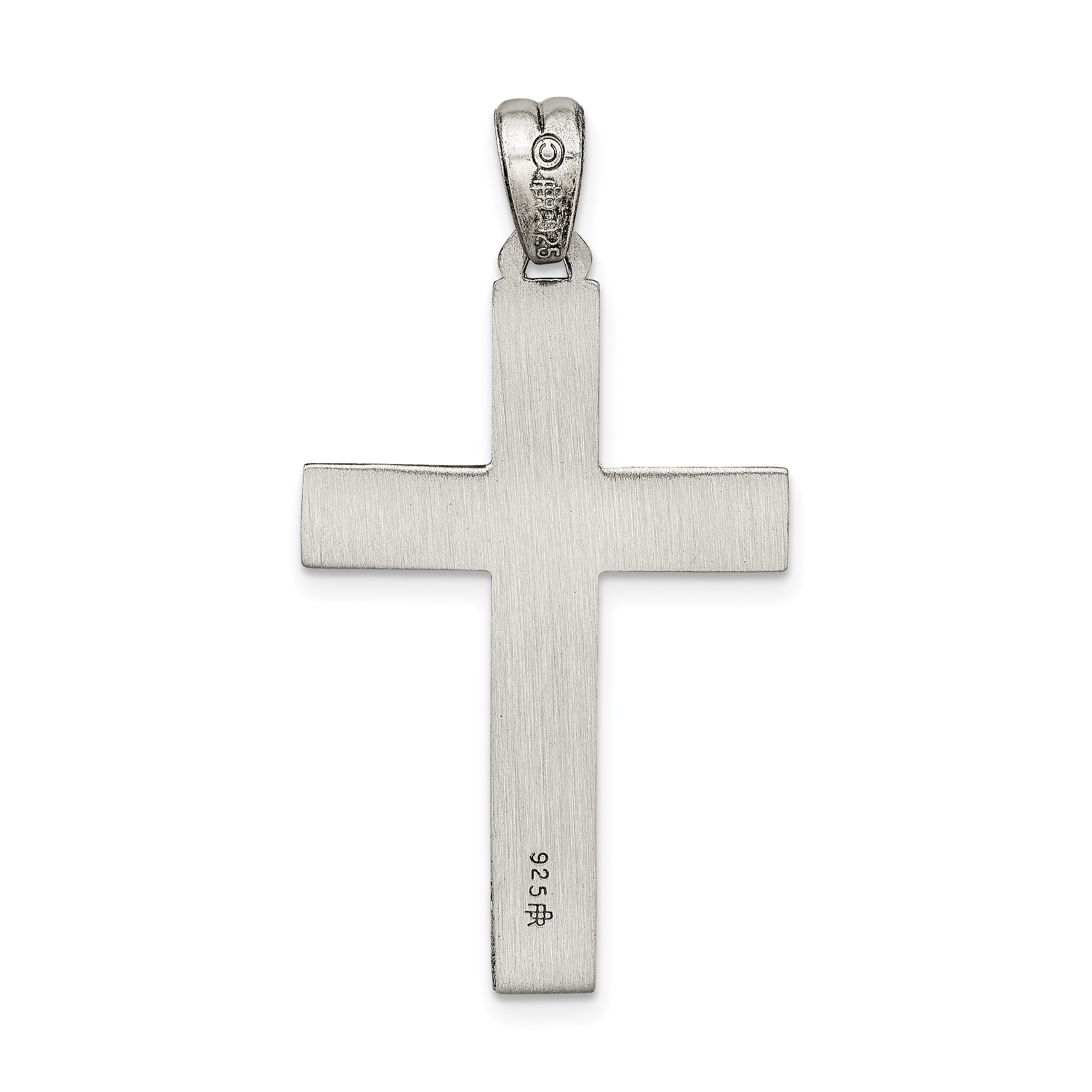 Sterling Silver 925 Latin Cross Pendant with Polished Antiqued Finish