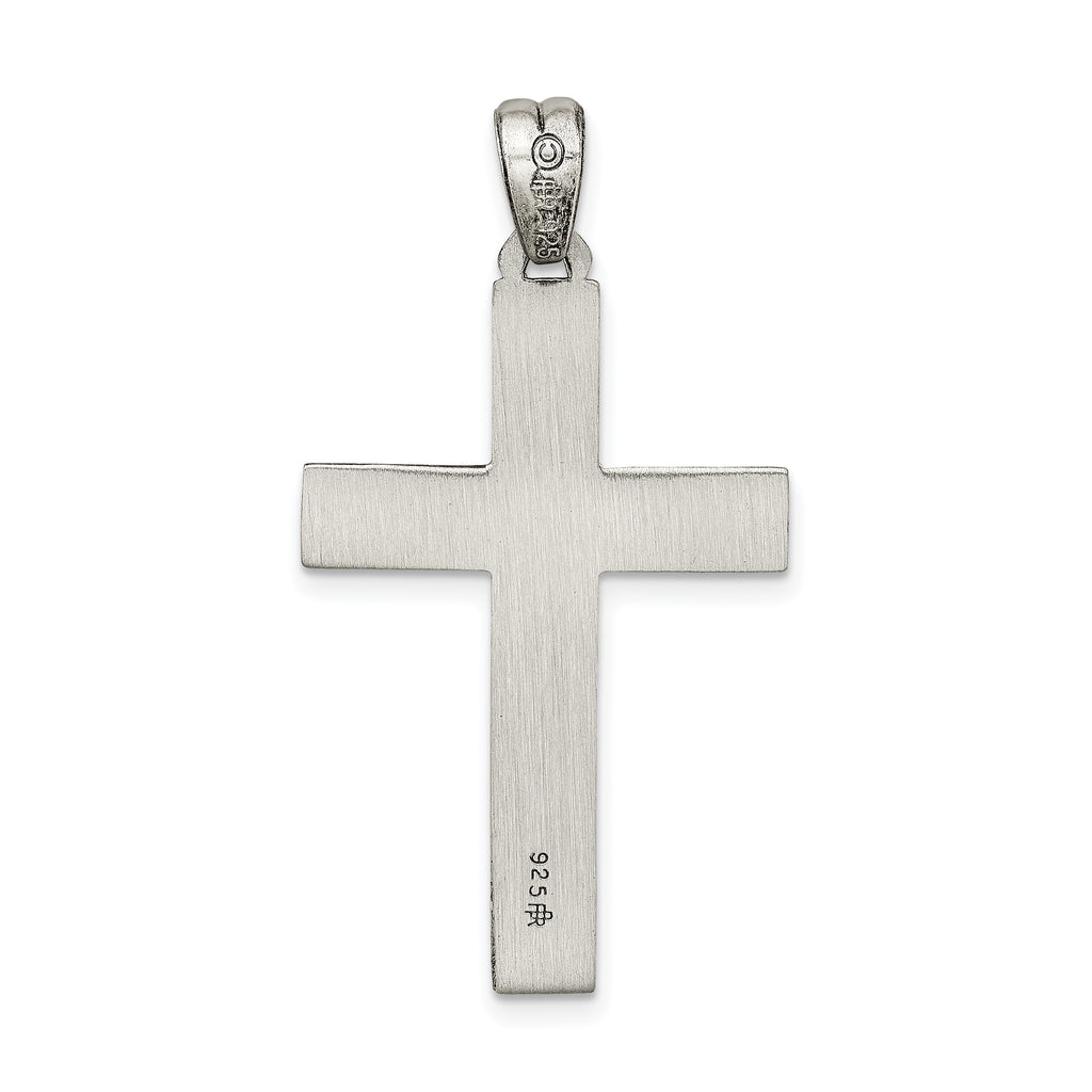 Sterling Silver 925 Latin Cross Pendant with Polished Antiqued Finish