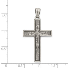 Sterling Silver 925 Latin Cross Pendant with Polished Antiqued Finish