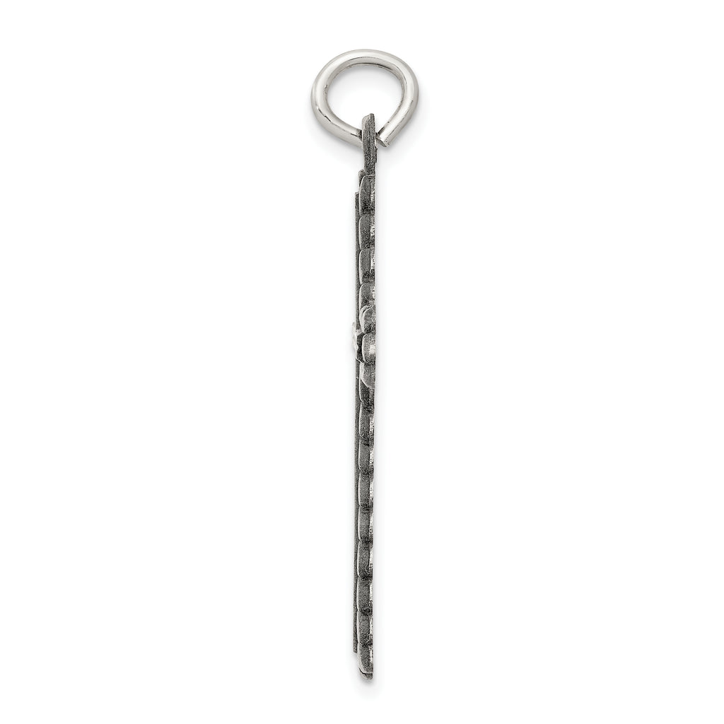 Sterling Silver 925 Latin Cross Pendant with Antiqued Brushed Finish