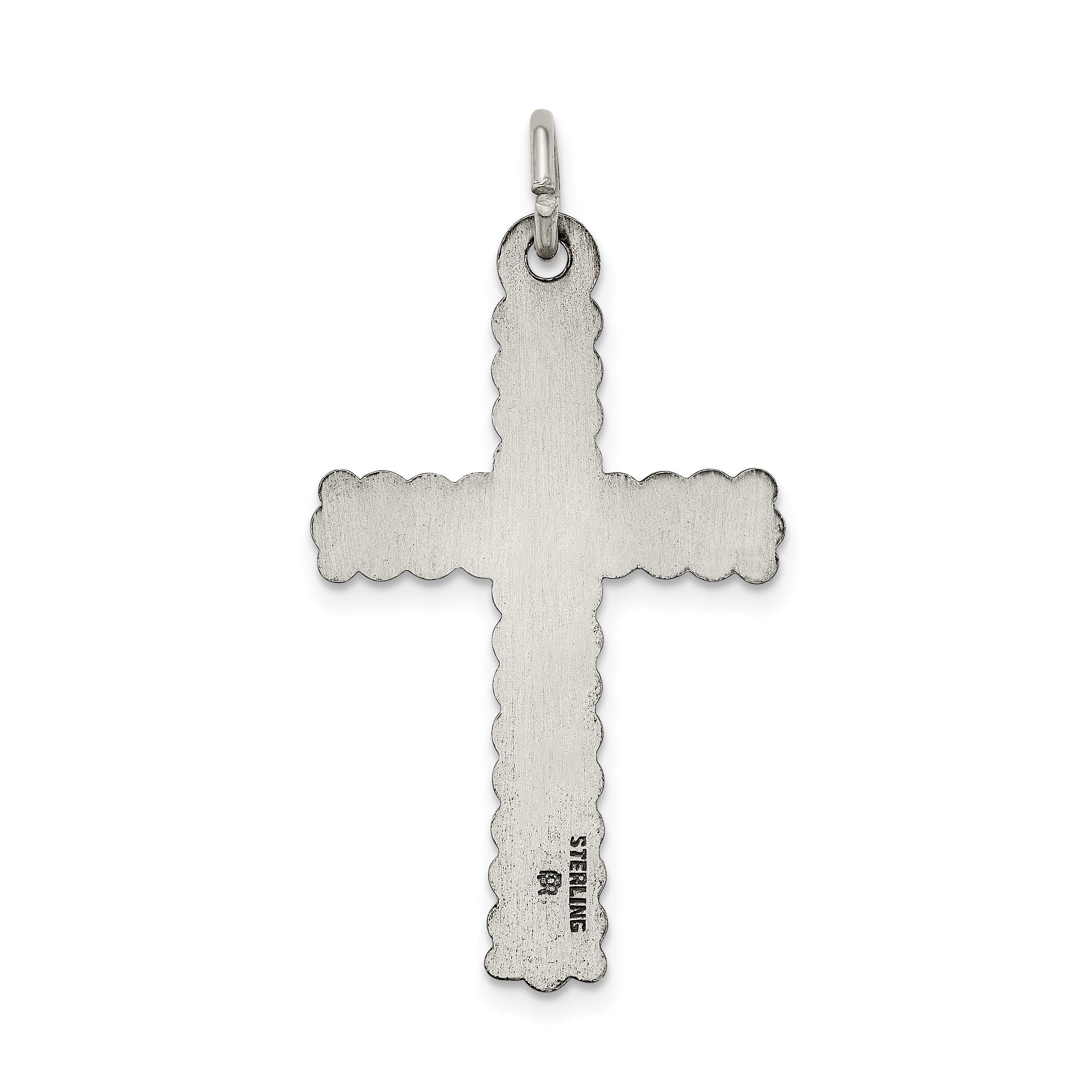 Sterling Silver 925 Latin Cross Pendant with Antiqued Brushed Finish