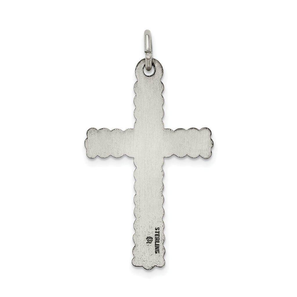 Sterling Silver 925 Latin Cross Pendant with Antiqued Brushed Finish
