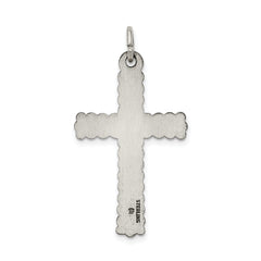 Sterling Silver 925 Latin Cross Pendant with Antiqued Brushed Finish