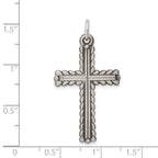 Sterling Silver 925 Latin Cross Pendant with Antiqued Brushed Finish