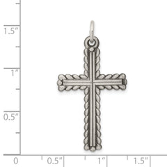Sterling Silver 925 Latin Cross Pendant with Antiqued Brushed Finish