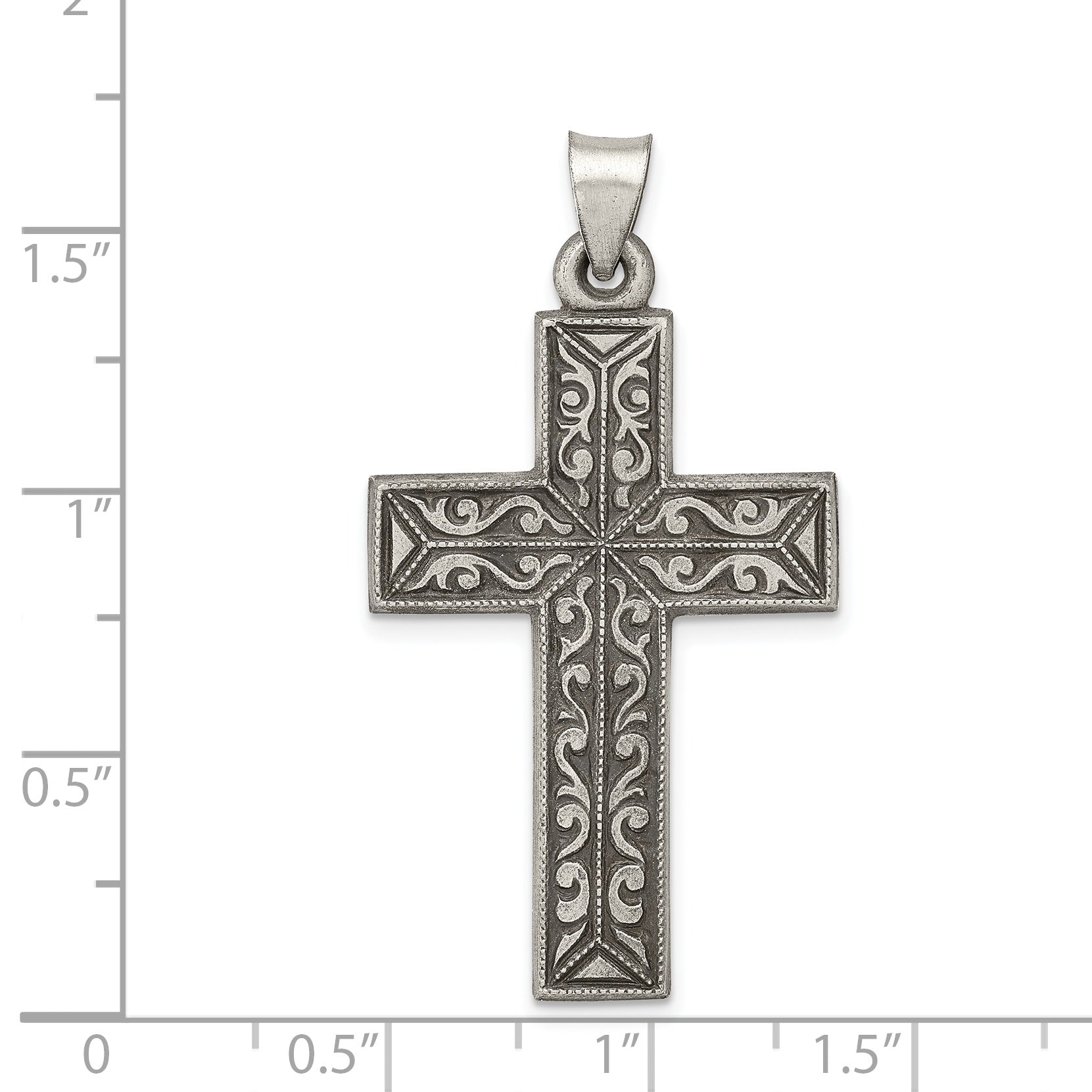 Sterling Silver 925 Latin Cross Pendant Polished Elegance
