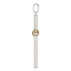 Sterling Silver 925 Hollow Crucifix Pendant with Gold-Plated Rope Trim