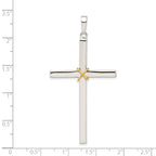 Sterling Silver 925 Hollow Crucifix Pendant with Gold-Plated Rope Trim